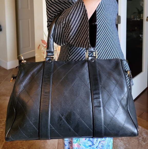 Chanel Black Lambskin Boston Vintage Satchel Duo w/strap Duffle Handbag PM - Picture 16 of 16